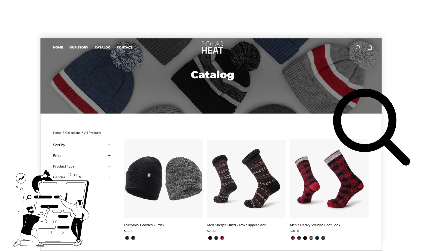 Screenshot of the Polar Heat Catalog page