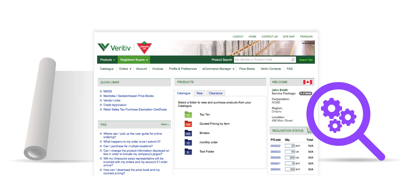 Screenshot of the Veritiv homepage